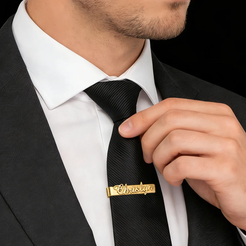 

Nextvance Custom Name Tie Clip For Men Stainless Steel Letters Logo Business Necktie Personalized Jewelry Father's Day Gifts