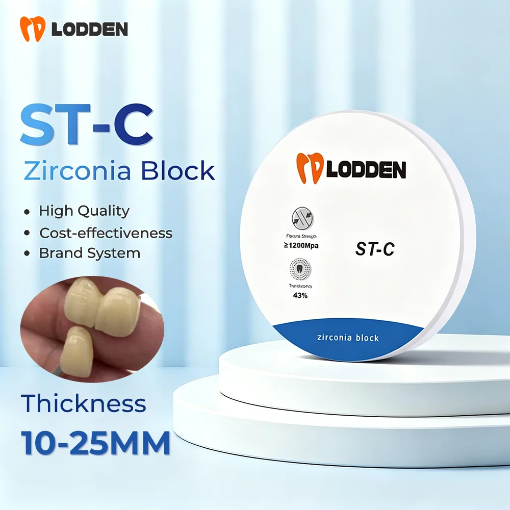 LODDEN ST-C Zirkonoxid-Dentallabor 98 mm (10–25 mm) für CAD CAM Open System Prothesematerialien Preshade Transparenz 43 % Stärke 1200