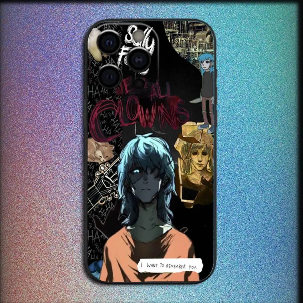 حافظة هاتف لهاتف آيفون 16,15,14,13,12,11,Pro,XS,Max,XR,Plus,E,Mini مقاومة للصدمات كارتونية S-Sally Face SF غطاء أسود رائع