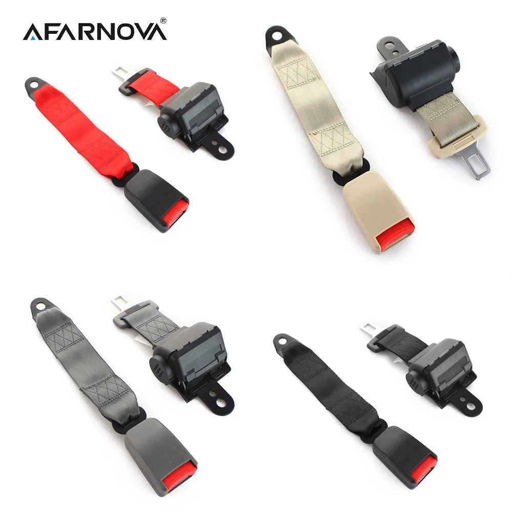 Afarnova 2 Point Adjustable Seat Belt Universal Bus Seat Belts 5 Colors Protect Passengers Safety Seat Belt Lock Buckle Plug