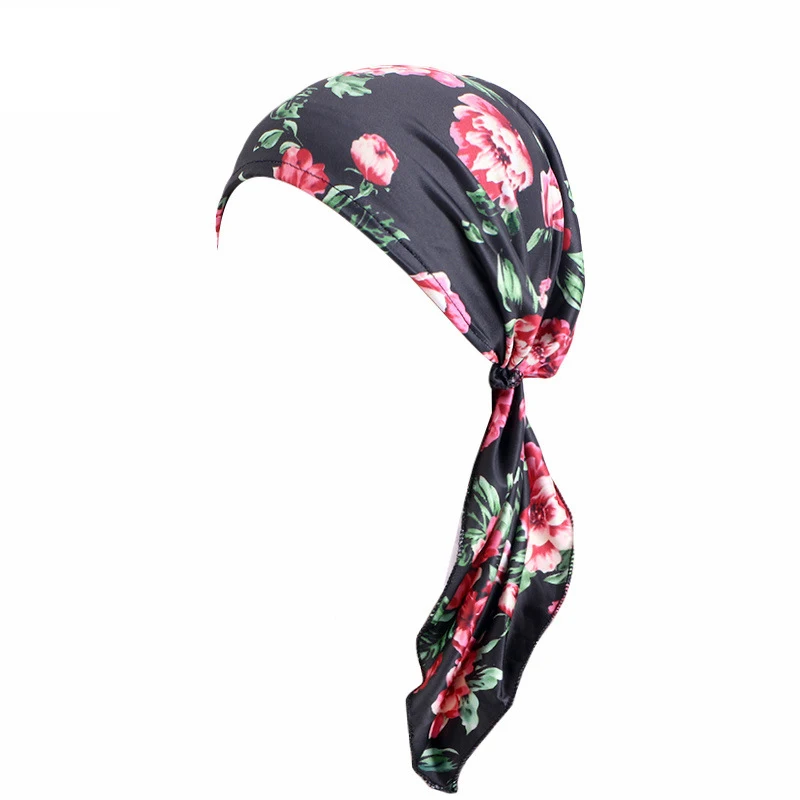 

Women Printed Pre-tie Headscarf Elastic Muslim Female Turban Cancer Chemo Hat Hair Loss Cover Head Wrap Headwear Stretch Bandana