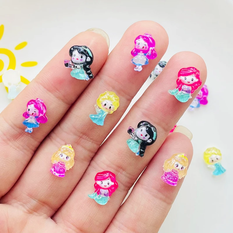 50 Pcs New Cute Resin Mini Cartoon Princess Series Flat Back Stone Figurines DIY Wedding Scrapbook Manicure Hairpin Accessories