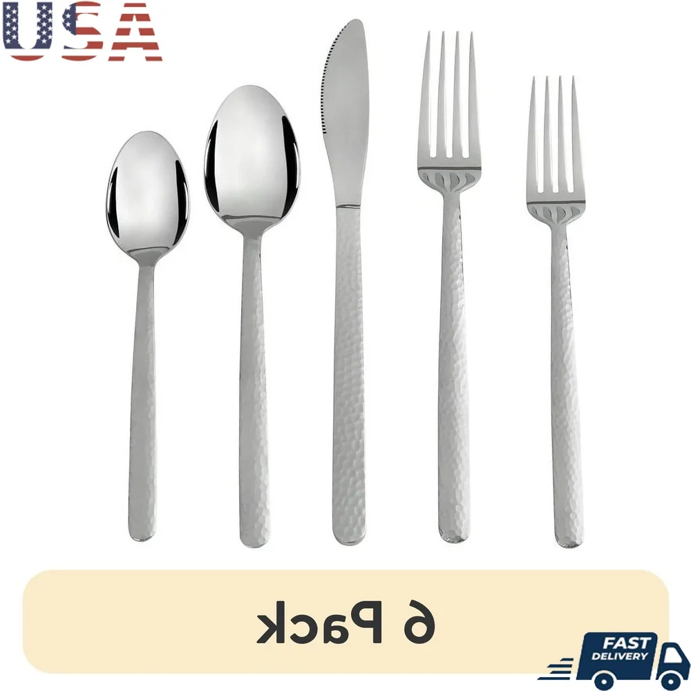 

20 Piece Stainless Steel Cutlery Set Durable Utensils Unique Mirrored Finish Includes Forks Knives Spoons Ideal Formal Everyday