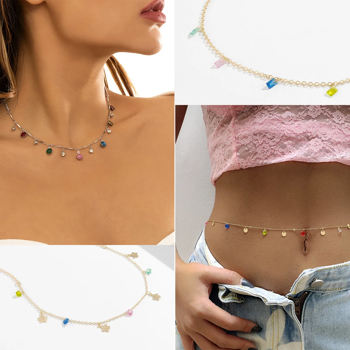 Star Rhinestone Tassel Choker Necklace Single Layer Bone Chain for Women Office Commuter Everyday Wear Necklace for Women