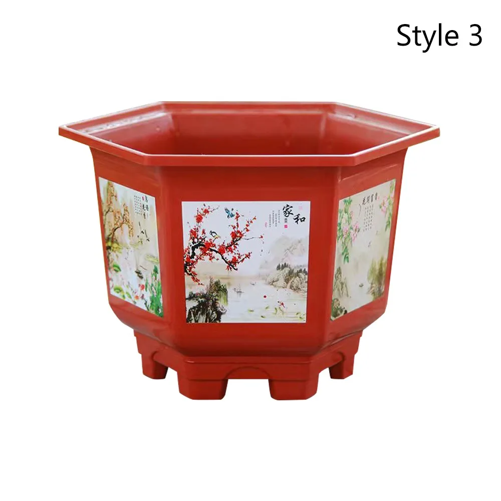 High-quality Plastic Flower Pot Resin Large-diameter Hydroponic Planter Thickened Garden Supplies Hexagonal Pot