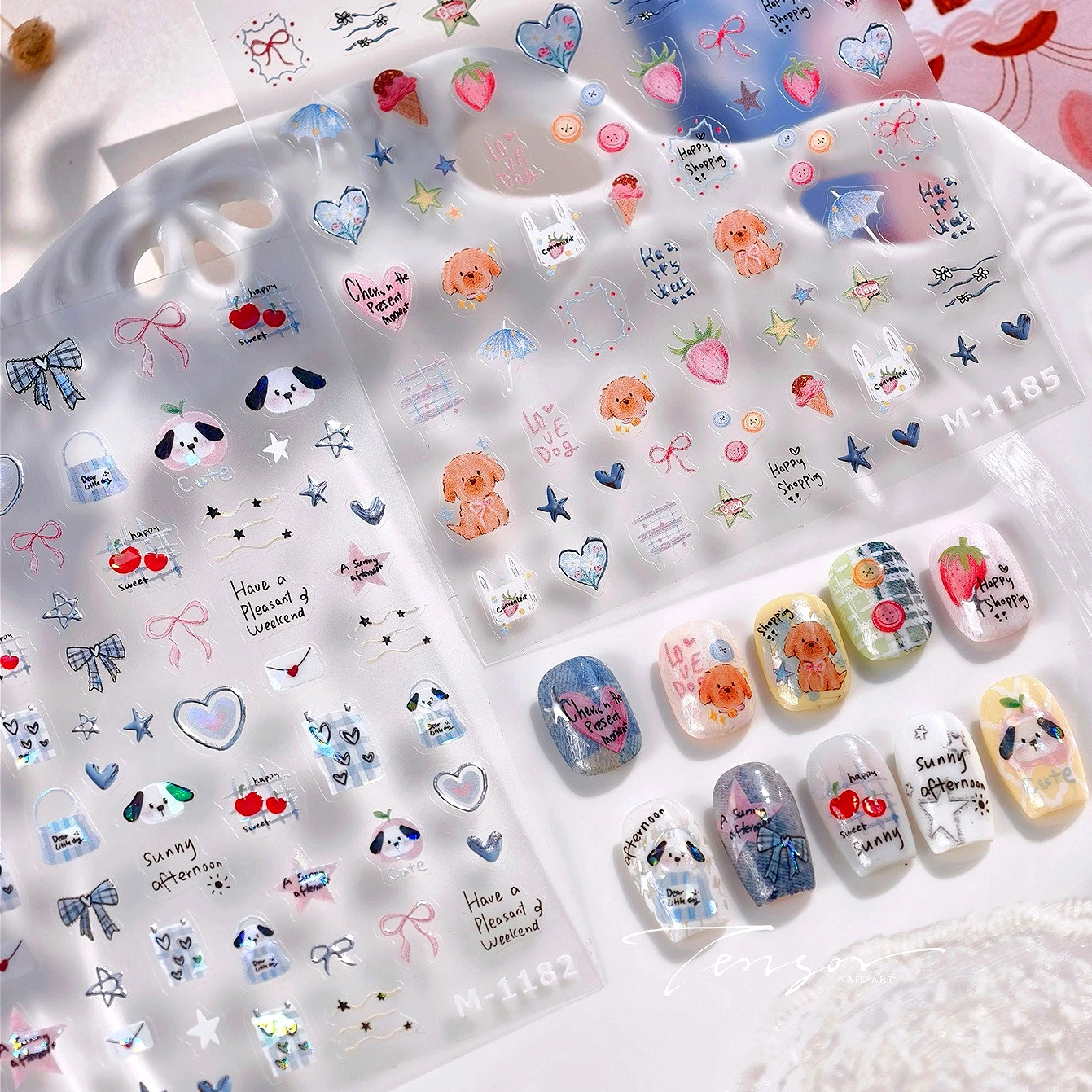 

Dog Strawberry Ice Cream Bowknot Star Heart Envelope Umbrella Button Cat Apple Cake Rabbit Flower Clock Nail Art Stickers Decals
