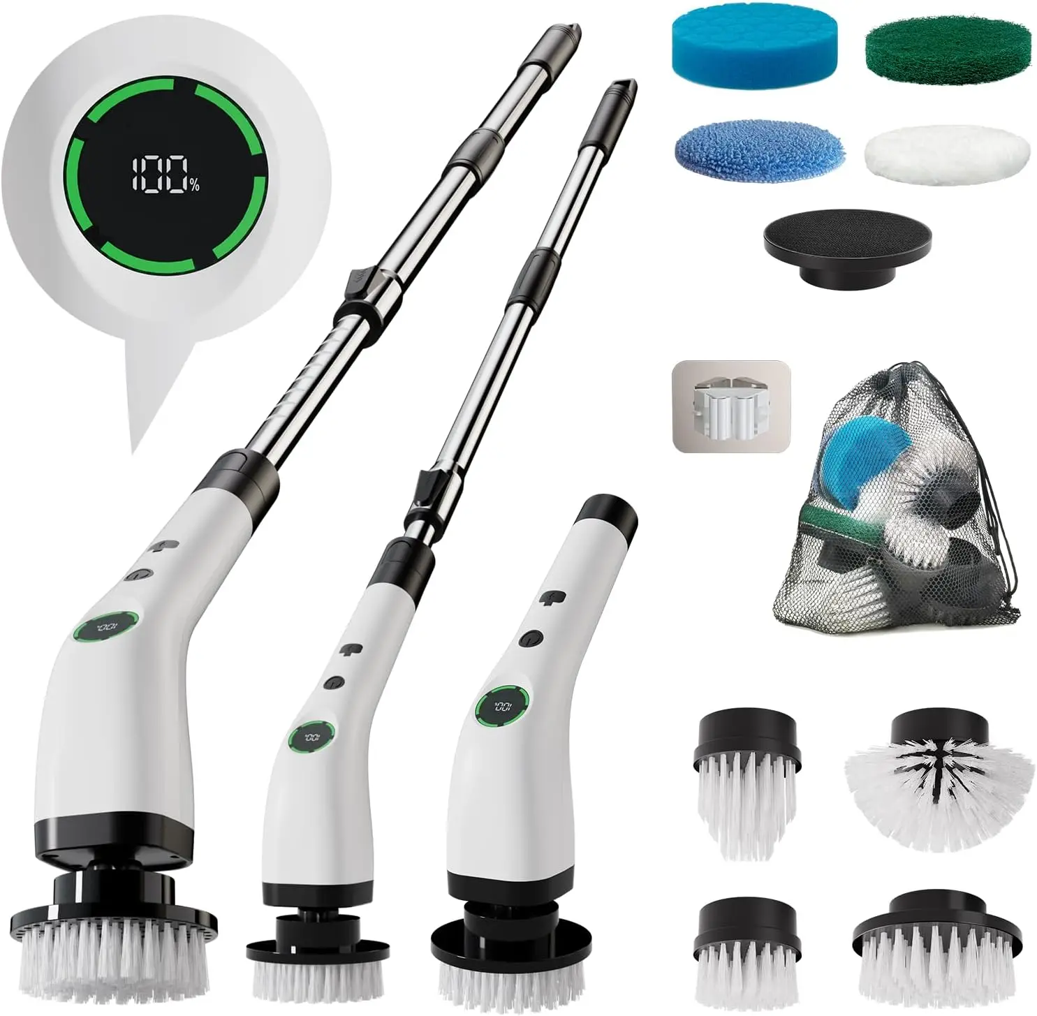 

Cordless Electric Spin Scrubber with 8 Brush Heads, Waterproof IPX7 for Bathroom, Kitchen & Window Cleaning