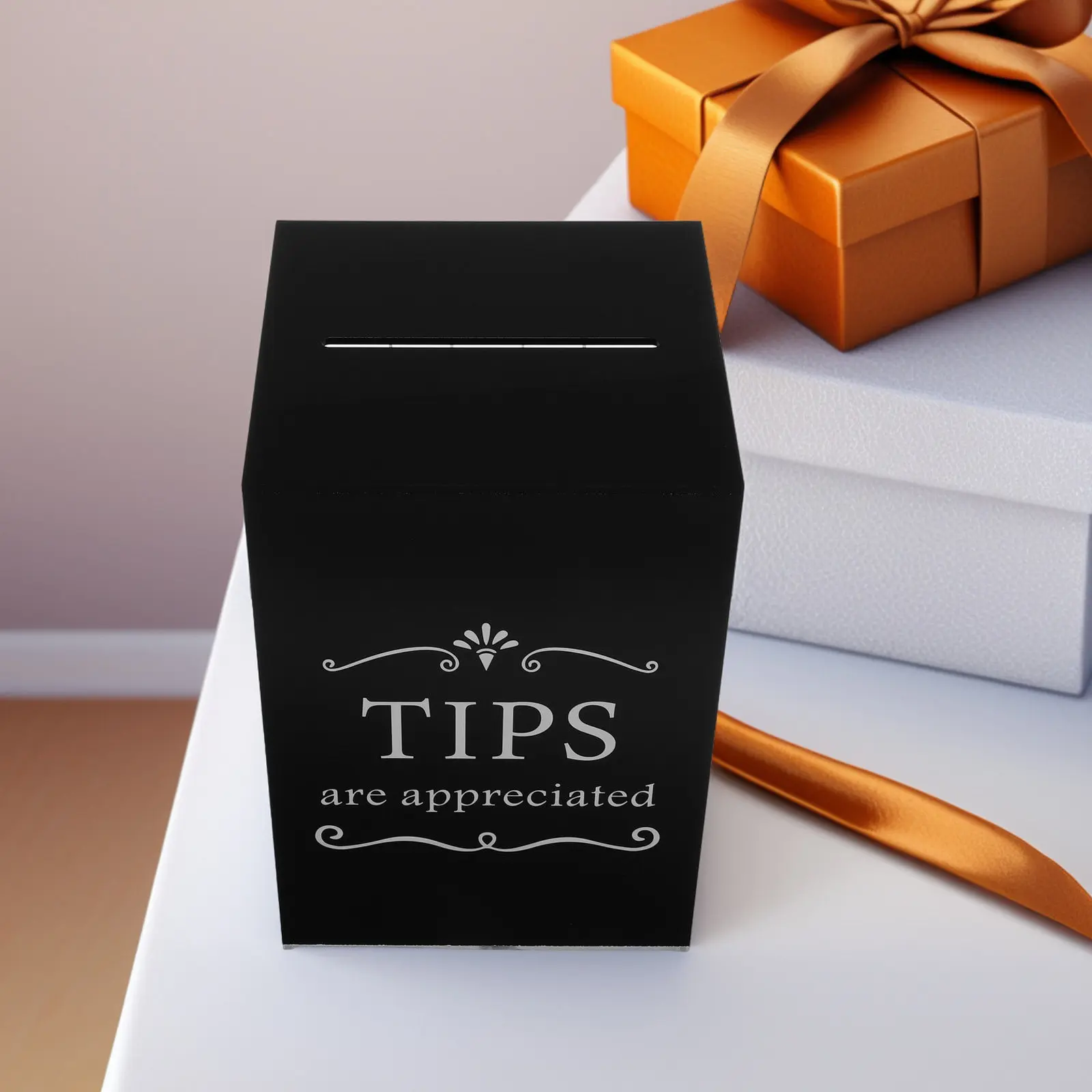 

Stylish Acrylic Tip Box Transparent Heavy Duty Money Container with Lock Slot Ideal for Tip Donation Suggestion Collection Use