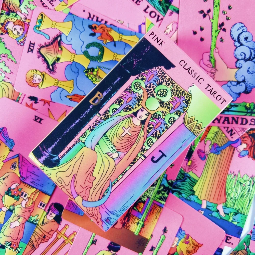 Pink Tarot Decks 78pcs Tarot Cards English Version Oracles Deck Board Game Family Gathering Cards