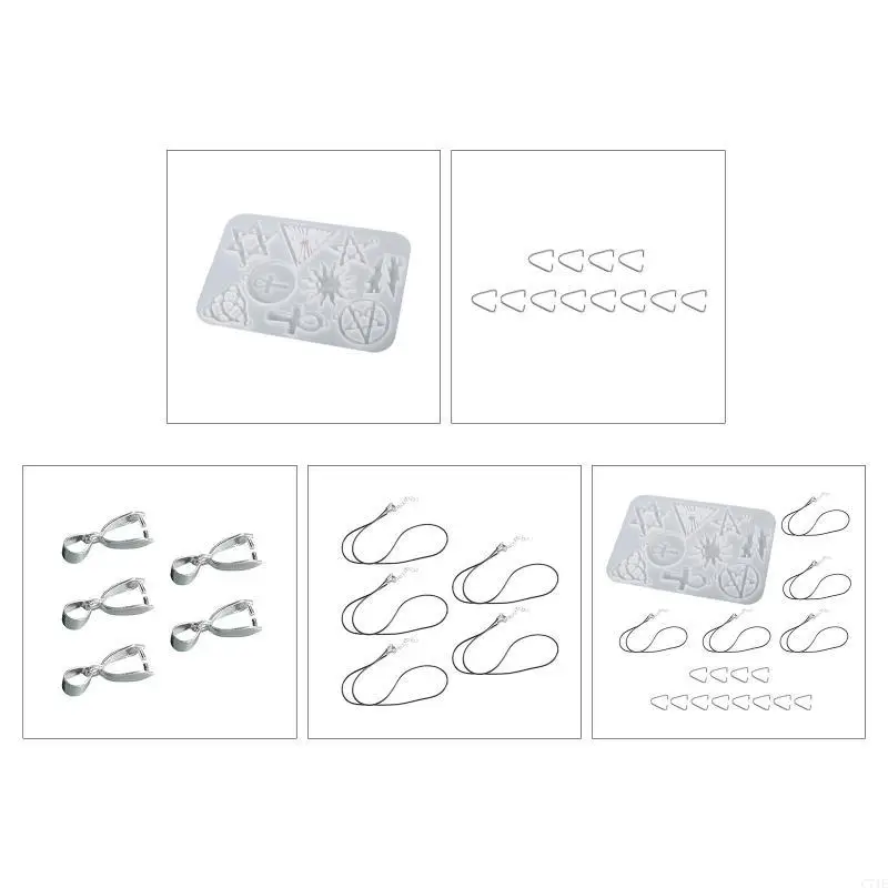 Diy Crystal Epoxy Mold Necklace Ornament Mold Hanging Pendant Decoration Pentagram for Sun Flower Keychain Silicone Mold