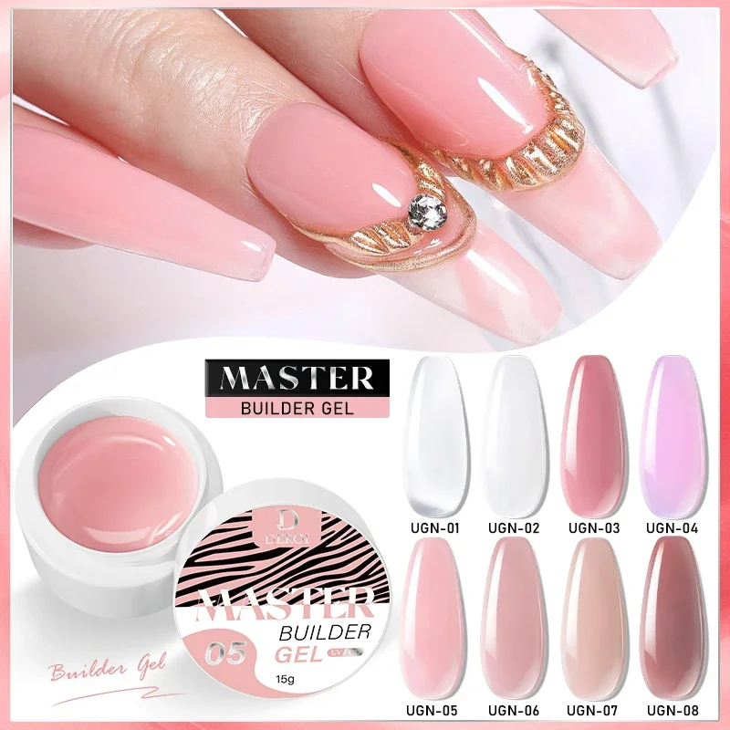 DEROI Clear Builder Esmalte, Gel Manicure, Gel de Extensão Nude, Geleia UV, Gel Poly, Verniz Arte, Branco, 15ml