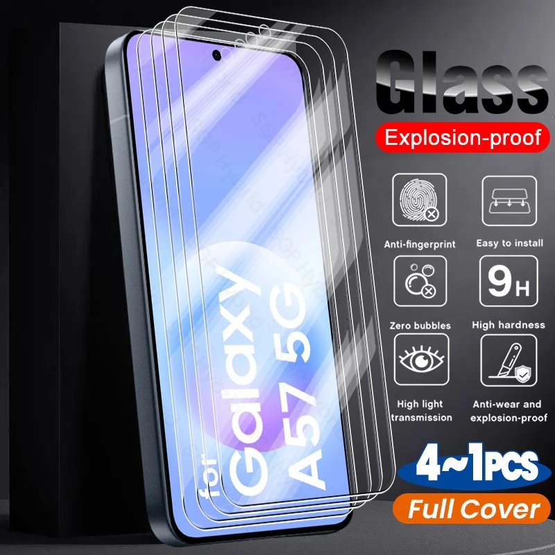 

Sumsung A57 Glass 4-1Pcs 9H Clear Tempered Glass Screen Protector for Samsung Galaxy A57 A 57 5G 2026 SM-A576B 6.7" Phone Film