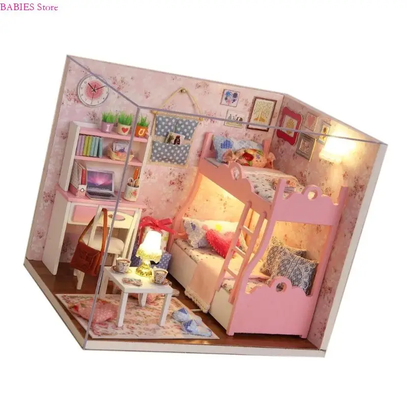 C9GB Casa modelo arquitectura bricolaje completo con luces LED y cubierta prueba polvo para guía ensamblaje