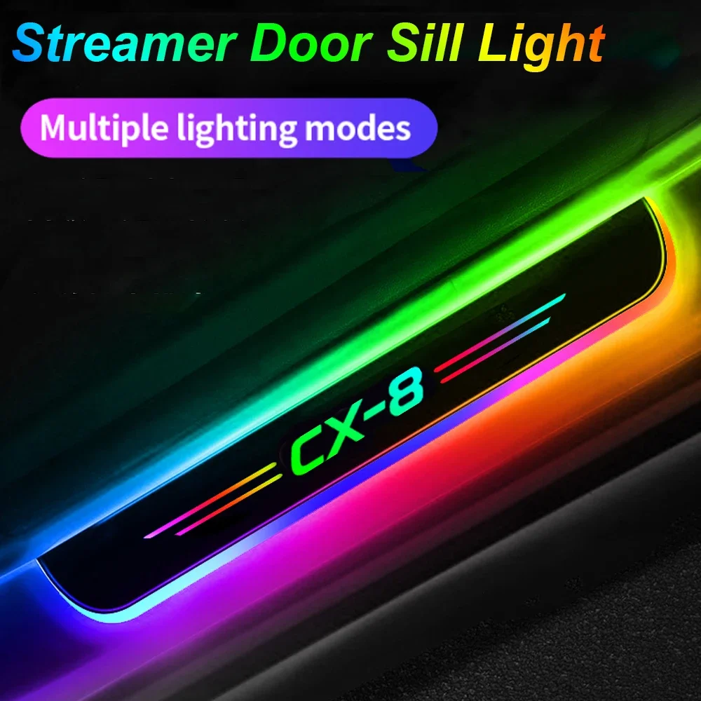 

USB Welcome Pedal Lights for CX8 CX-8 Logo Car RGB Door Sill Protector Pathway Lamp Streamer LED Ambient Light Accessories