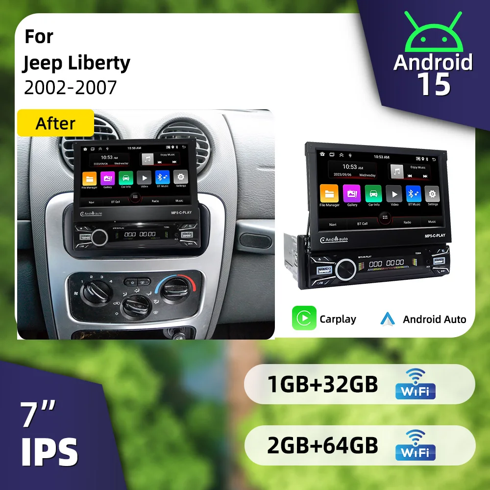 1Din Telescopic Car Screen Stereo 7