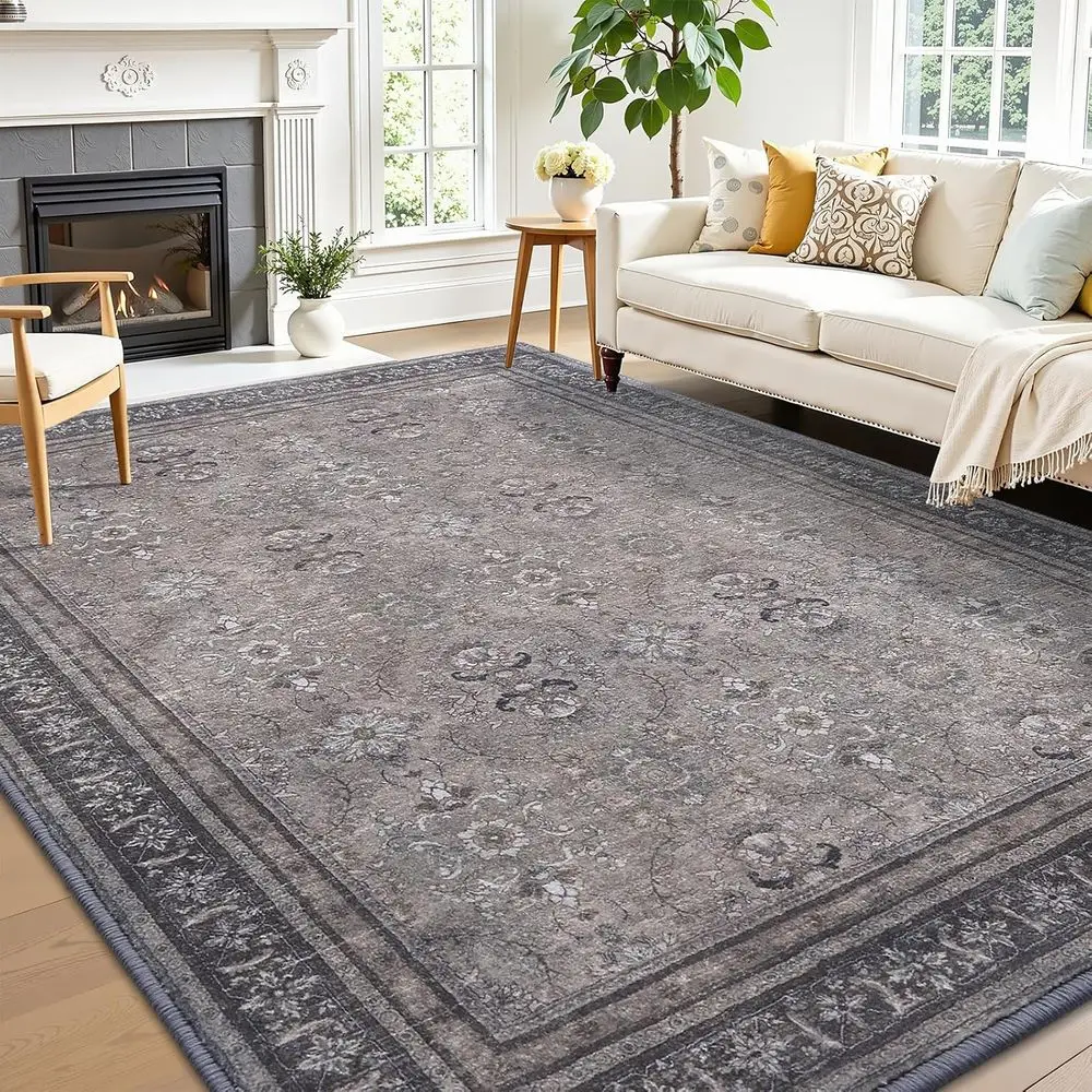 

5x7 Machine Washable Rugs - Non-Slip, Soft Floor Coverings for Living Spaces, Bedrooms, Offices, and Dining Areas in Urban Luxe/