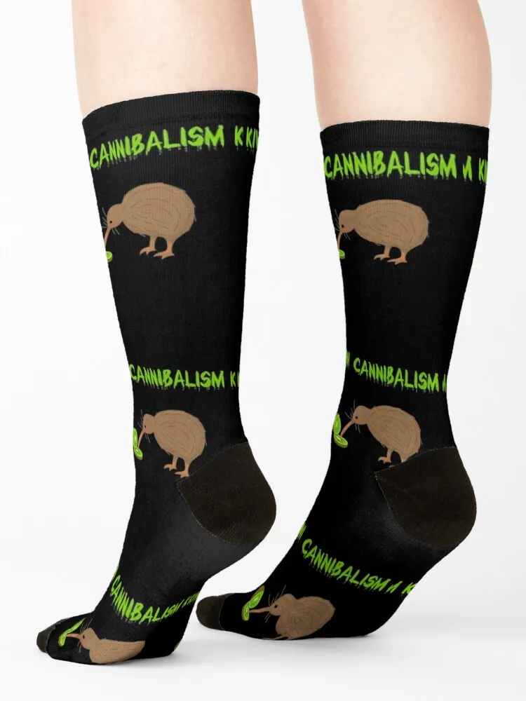 Kiwi Cannibalism, Cute New Zealand Kiwi Bird Eating Kiwi Fruit Socks fashionable hiking man Women's Socks Men's
