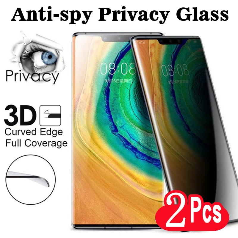 

2Pcs Anti Peep Spy Protective Tempered Glass For Huawei P20 P30 P40 P50 Pro Lite Mate 40 30 20 Pro Privacy Screen Protector