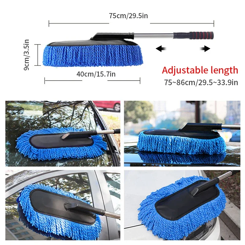 Microfiber Car Washing Mop Scalable Handle Dust Remover Cleaning Brush Kit Soft Hair Car Detailing Duster Mop Wash Tool