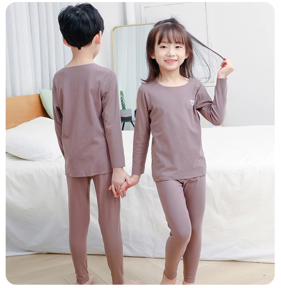 Kinder-Thermo-Unterwäsche für Jungen und Mädchen, Herbst-Katzenkopf-Print, modische langärmelige Freizeithose für den Heimgebrauch – Detail 13