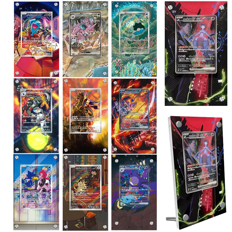 Pokemon Glory of Team Rocket SAR Moltres Giovanni, estuche de exposición de pintura extendida, estante de exhibición acrílico para tarjetas de colección de juegos