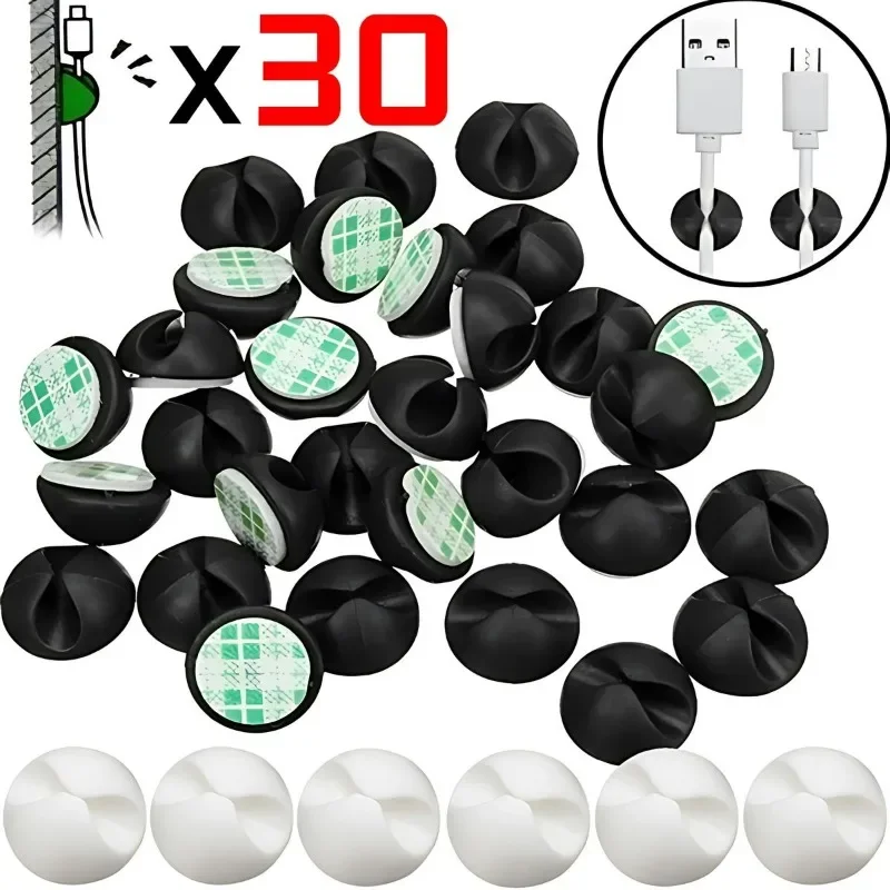 Cable Clip Winder Auto Organizer Round Charger Cord Clips Desk Tidy Management Wire Adhesive Holder Clamp in Home Office Car