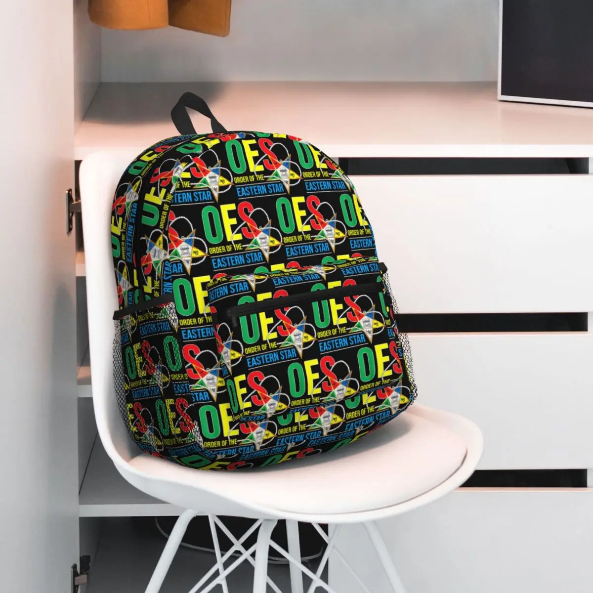 OES Emblem Order Of The Eastern Star Backpack Daypack Large Capacity Kids BookBag School Bag Shoulder Bags for Men Women