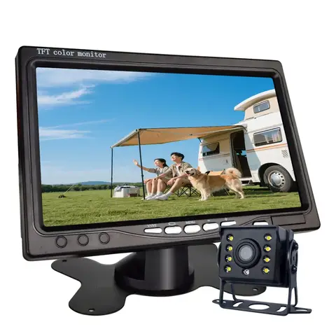 7인치 LCD 컬러 후방 카메라와 후방 모니터가 포함된 12V/24V CVBS 버스, 트럭, RV 트레일러, 픽업트럭, RV, 트럭용 후방 카메라 설치 간편