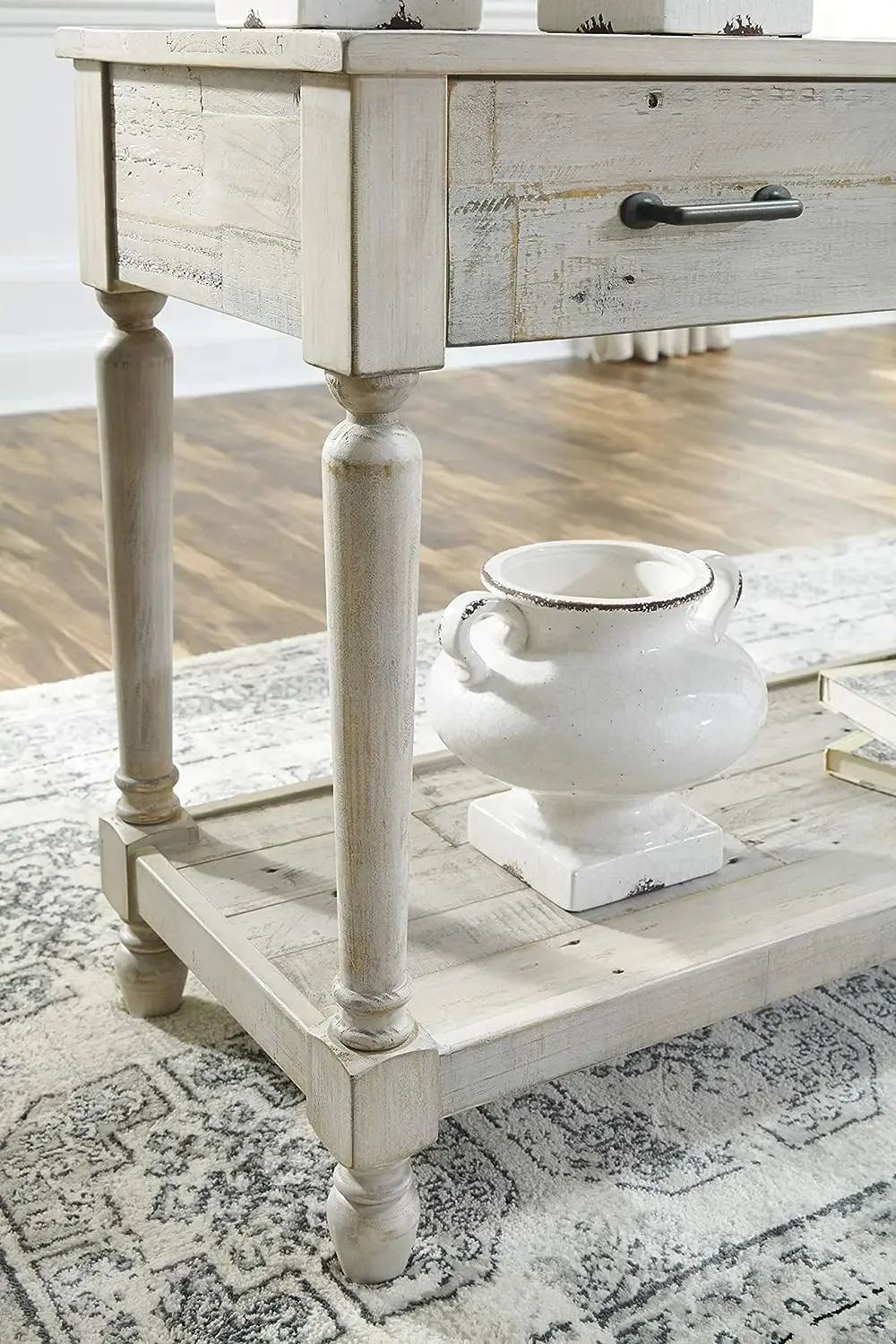 Ashley Shawnalore-Solid Pine Wood Sofa Console Table, Signature Design, Farmhouse