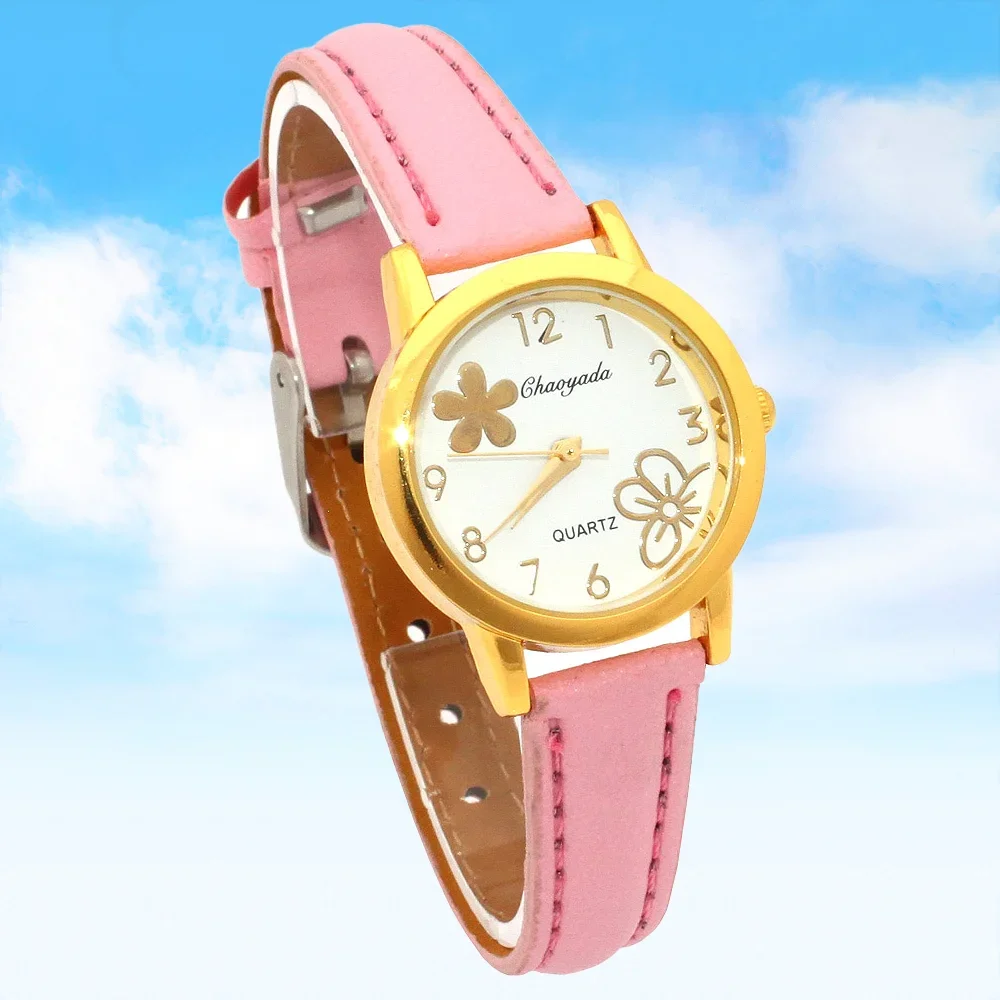 Girls Quartz Watch with Leather Strap Fashionable Wristwatch for Children And Teens Timepiece for Kids And Teen Girls