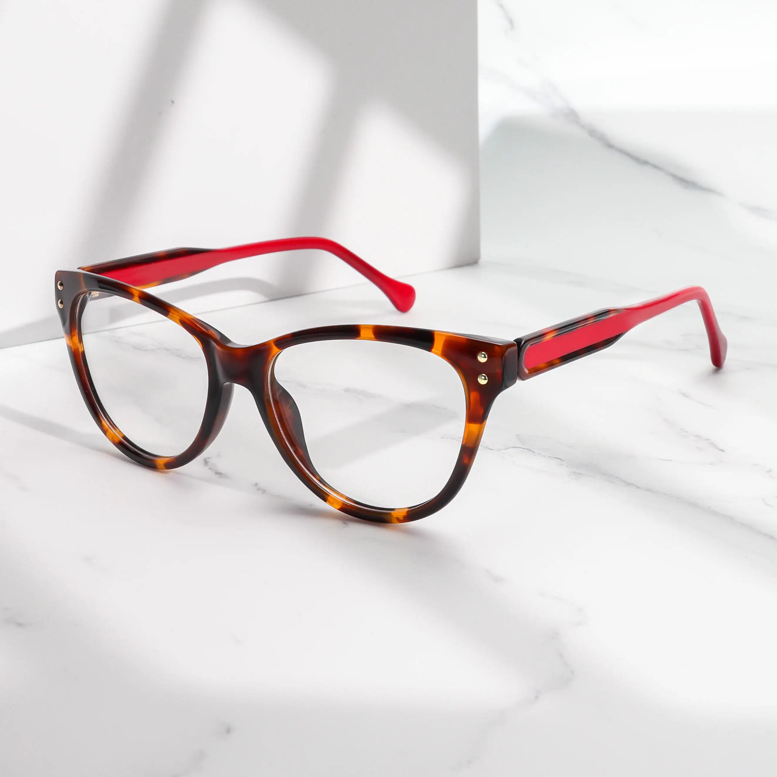 VZONE Luxury Designer Cat Eye Tortoise Laminated Acetate Optical Frames Durable Red Women Eyeglasses