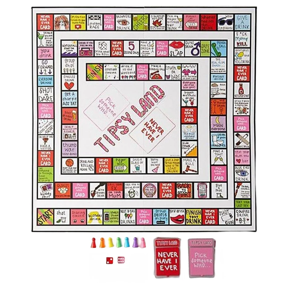 Tipsy Land Drinking Games Interactive Girls Night Party Drinking Game for Adults Bachelorette Halloween Party Game for 2-8Player