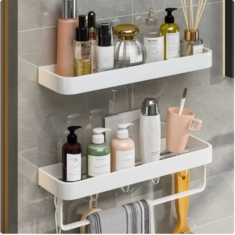 Aluminium Badezimmer-Aufbewahrungsregal Wandmontiertes Duschregal Weißer Organizer Eckregale Toiletten-Shampoo-Kosmetik-Halter