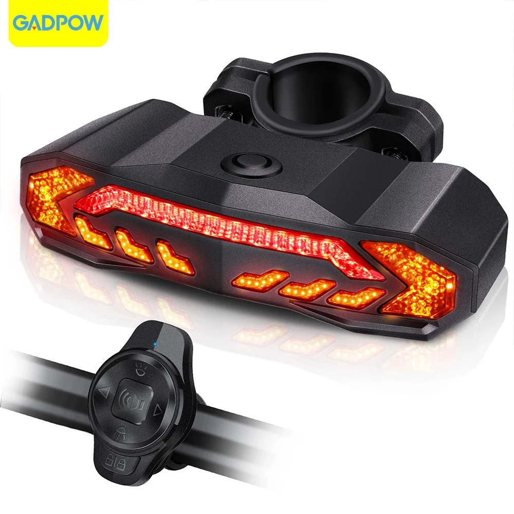 Gadpow Bicycle front and rear lights motorcycle tail light siren brake light with turn signal horn wireless waterproof remote