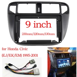 9 inch Car Fascia Radio Panel for Honda Civic (EJ/EK/EM) 1995-2001 Dash Kit Install Adapter Facia Console Bezel Plate Trim Cover