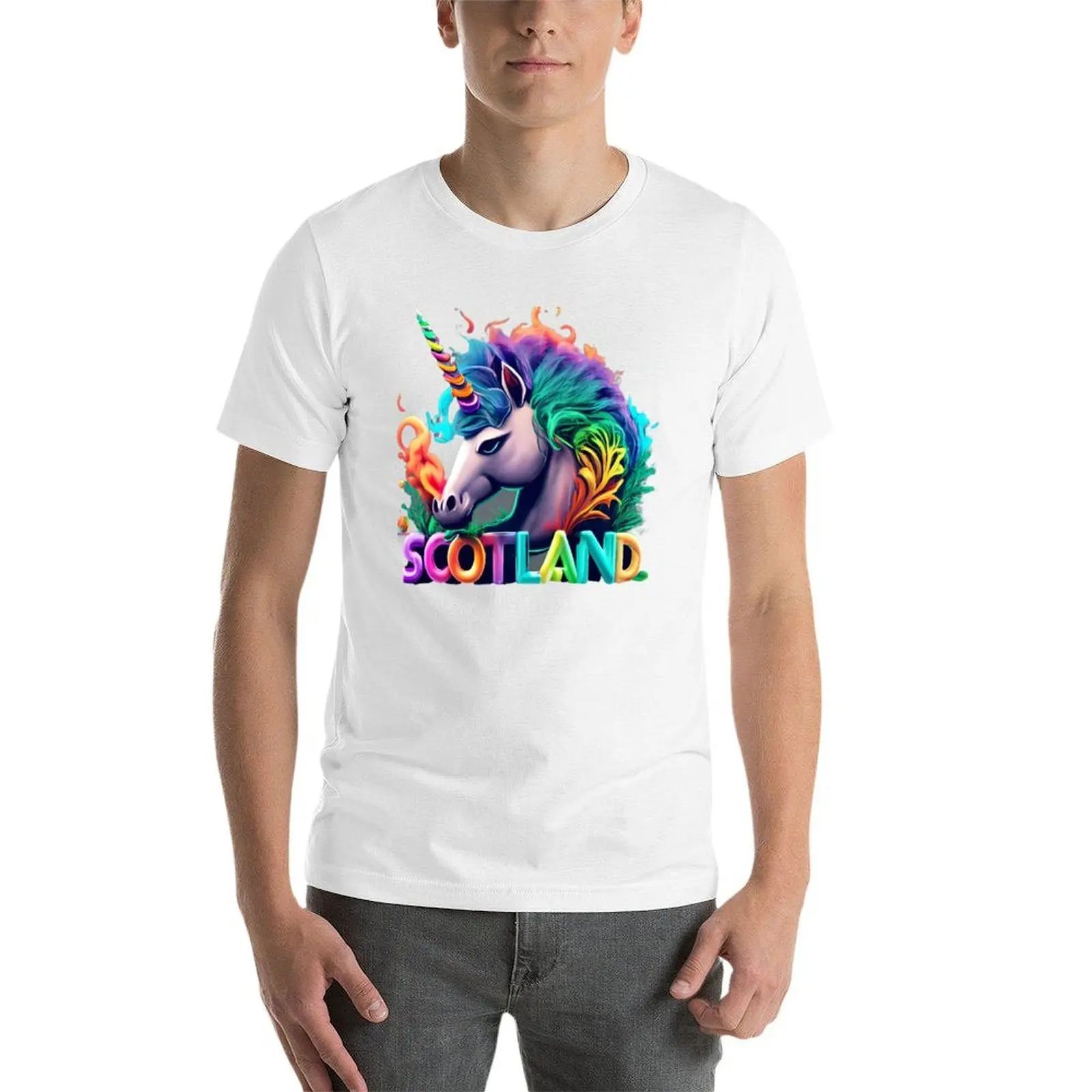 قمصان عالية الجودة ماركة اسكتلندا لتي يونيكورن تي شيرت رجل جرافيك تي شيرت فاخر رجل القمصان الاسكتلندية #4