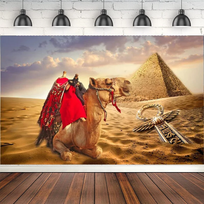 

Egypt Pyramid Photography Backdrop Country Camel Background Architecture Ruins Sky Clouds Boy Birthday Decor Adults Portraits