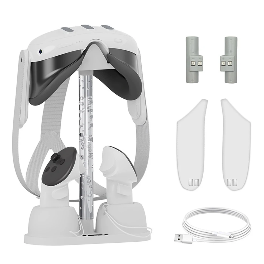 Display Stand Controller Charger RGB Light Desktop VR Stand Non-slip VR Headset Controller Stand for Oculus/Meta Quest 3