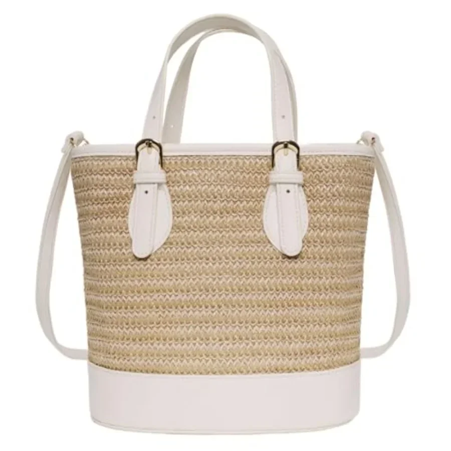 

Trendy Women's Straw Bucket Bag Straw Crossbody Bags For Women Summer Beach Clutch Travel Top-handle Shoulder Purse 2026