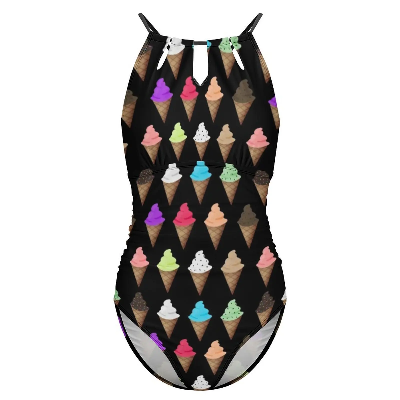 نكهات الآيس كريم ملابس السباحة الملونة الهراء المخروط قطعة واحدة ملابس السباحة رفع أزياء المايوه مثير الرياضة الرسم بحر #3