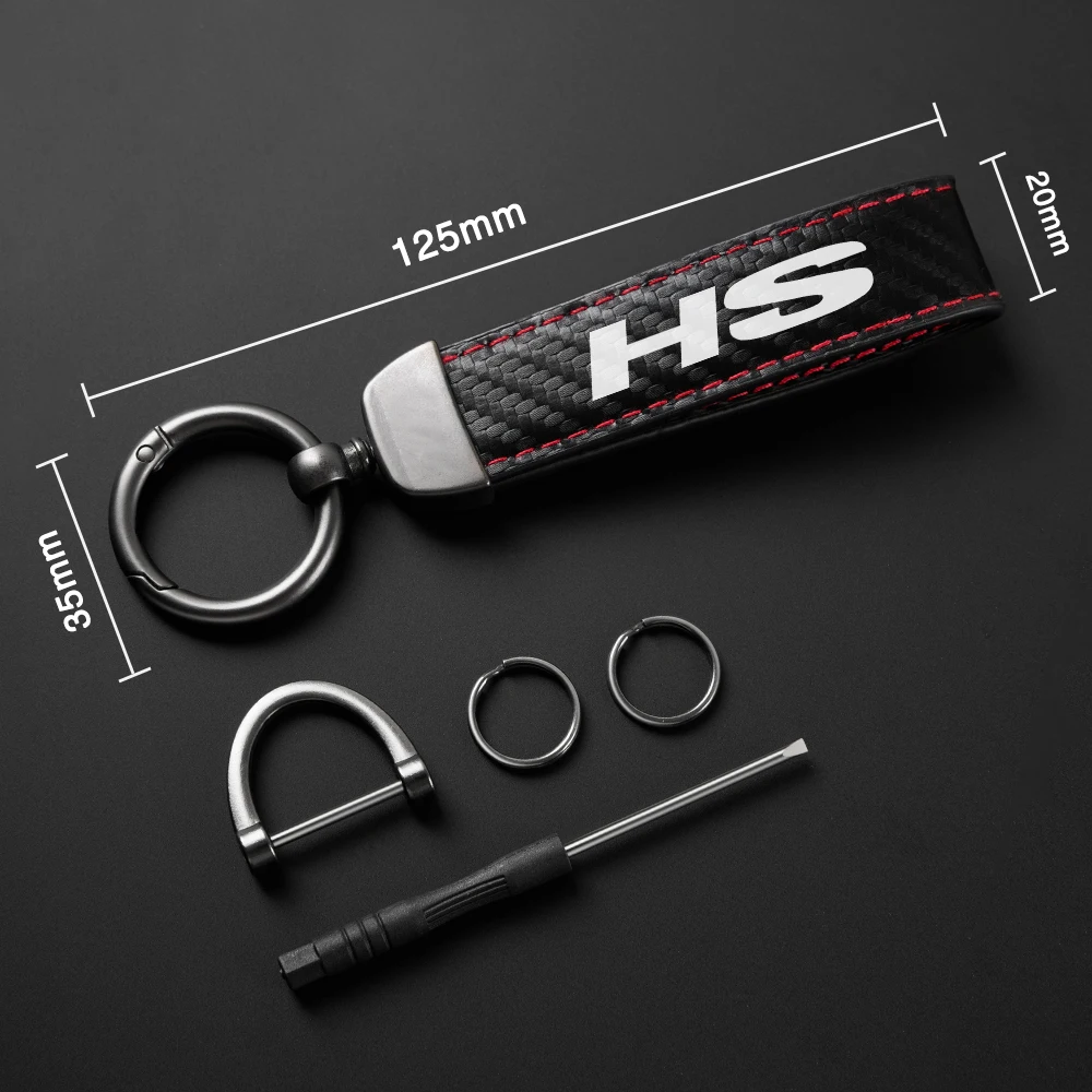 Carbon Fiber Car Keychain Scratch Resistant PU Leather Keyring Auto Styling Accessories For MG ZS HS GT HECTOR MG3 MG5 MG6 MG7