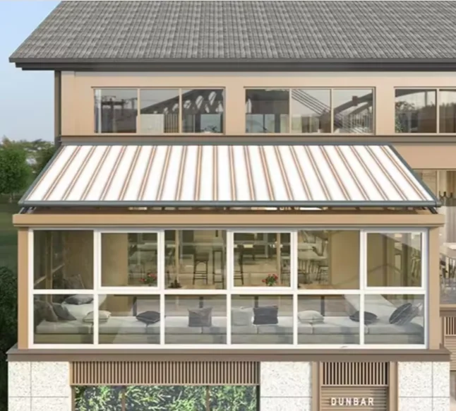 

Custom Wholesale Outdoor Sunshade Electric Motorized Retractable Roof Awning Remote Control Aluminum Alloy Frame UV Balcony