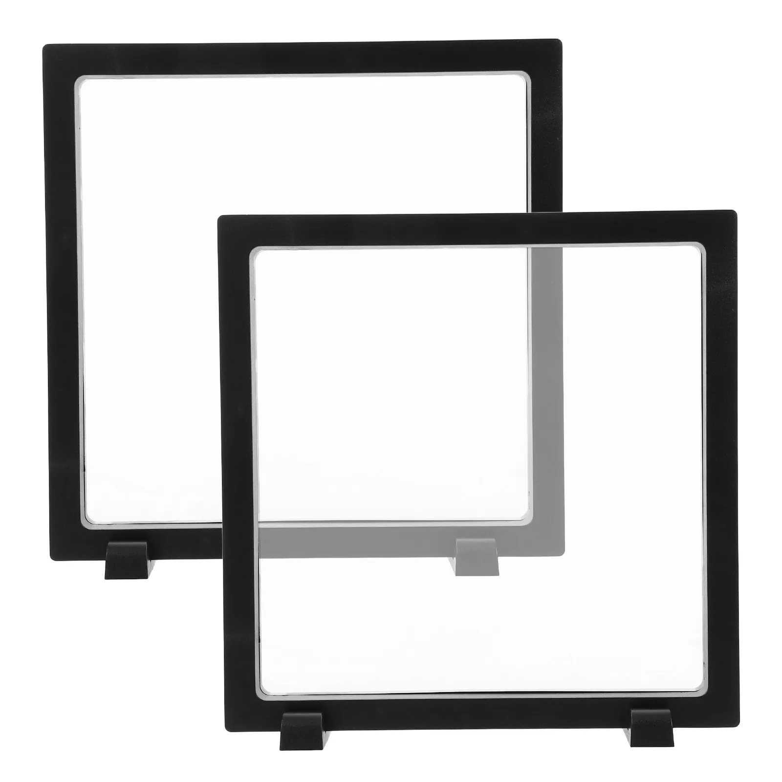 Floating Badge Display Case 2 Pack Black Plastic Protective Collector Storage Frame 185 x 180 x 45 mm