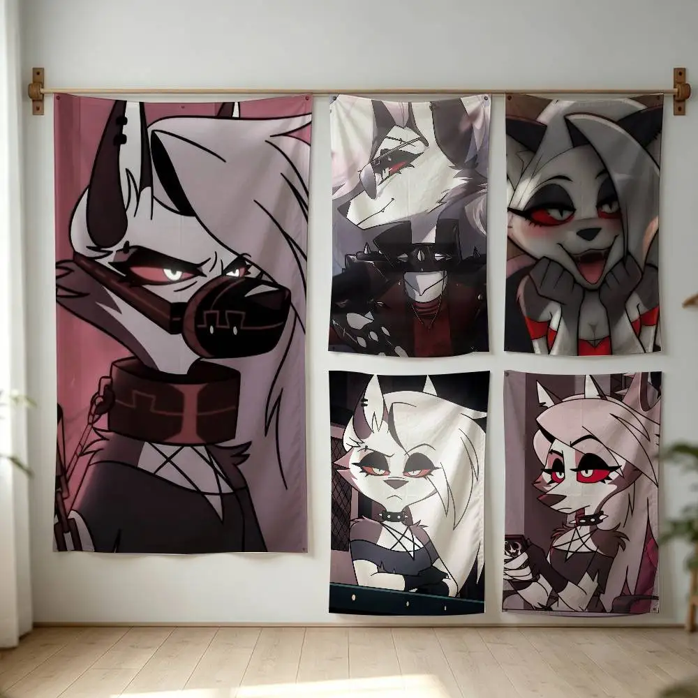 H-Helluva Boss Loona Hellhound Teen Demon Flag Digital Printing Banner for Garage Wall Out Door Decoration