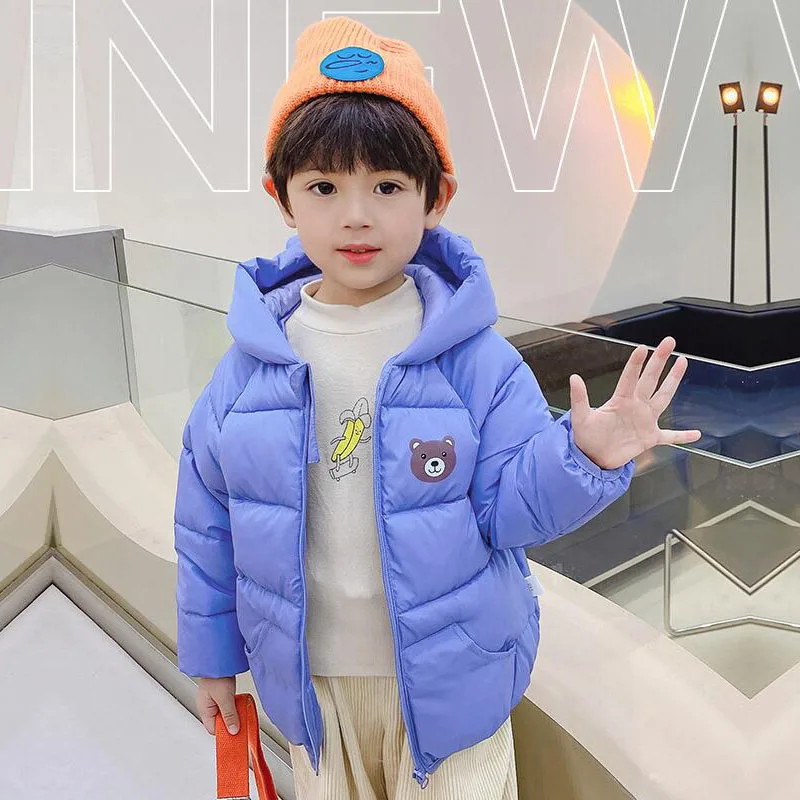 Winter hooded warm jacket boys girls cartoon small bear print 0-7 years Korean version sports casual fashion children's clothing