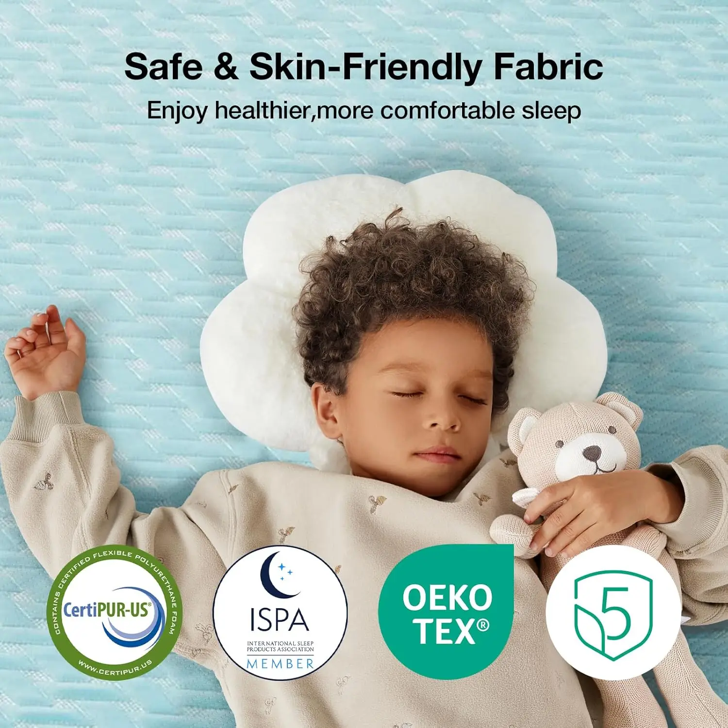 وسادة مرتبة كوين كولينج مع كيس وسادة، جزء علوي صيفي مسامي للأسرّة مقاس 8-21 بوصة، قابل للغسل وخفيف الوزن باللون الأزرق