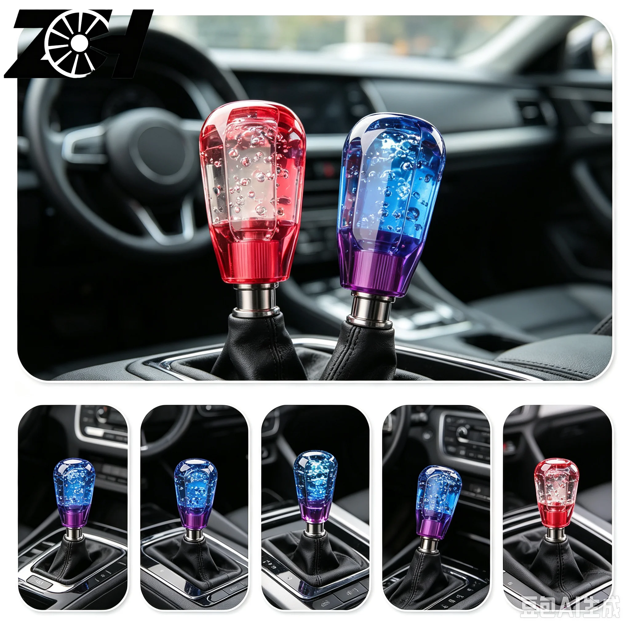 15cm Universal Bubble Styling Gear Shift Knob Transparent Manual Diamond Crystal Gear Shift Knob Shifter Cover