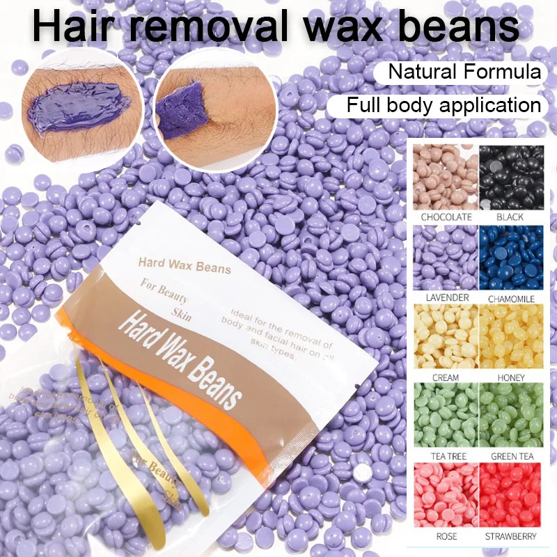 Hair Removal Beeswax Paper Free Solid 100g Bagged Hard Wax Beans, Nose Hair, Limbs, Beard, Whole Body Hair Removal Wax Granules