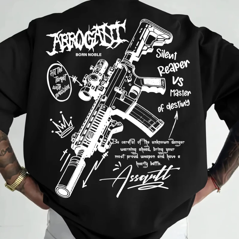 

Men'S Patriotic M4 Graphic T-Shirt - "Born To Serve" Design with American Flag & Print Comfortable Soft Fashion Men'S Clothing