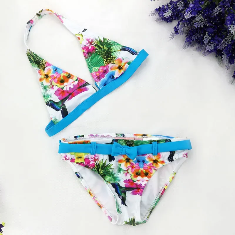 2024 New Summer Cuhk Girls Split Bikini Kids Cute Flower And Animal Pattern Swimwear Children Girl Floral Swimsuit Wholesale